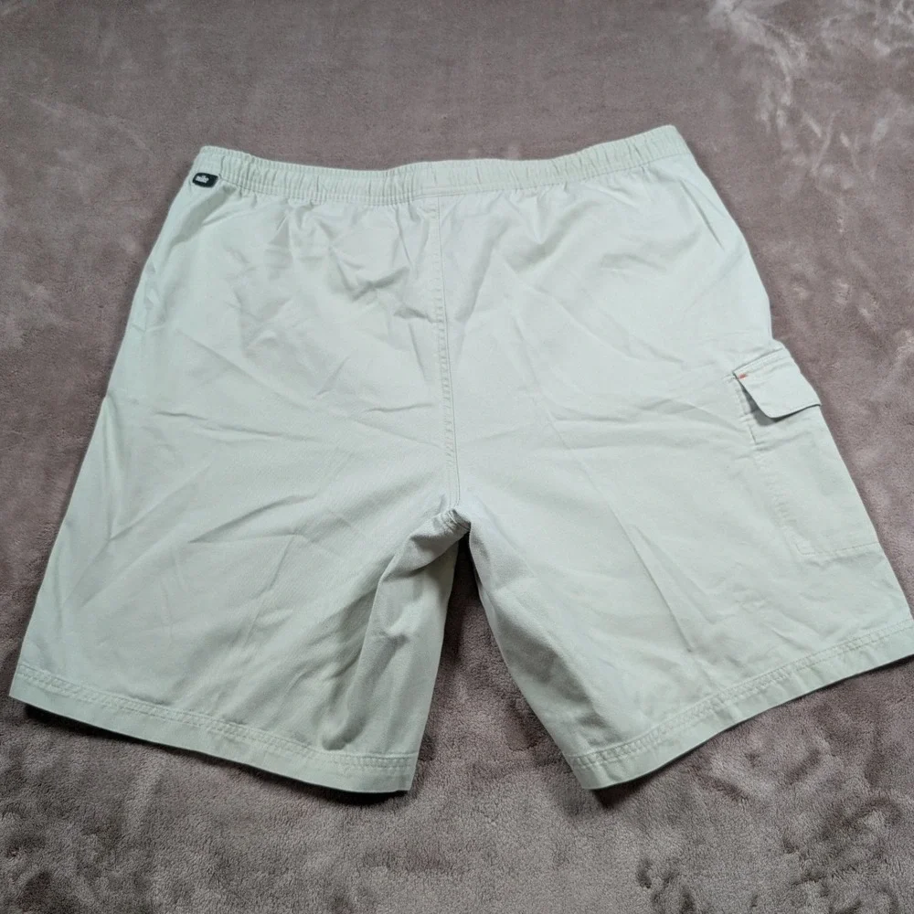 Nike Cargo Shorts Mens Large Khaki Tan Elastic Waist Cotton Twill 9 Inseam